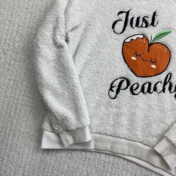 Weekend Edition Just Peachy Sweater Women’s Sz S Fuzzy Sherpa Fleece Cozy Comfy - Picture 3 of 14